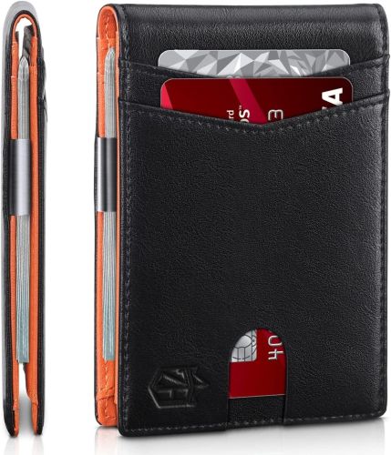 Wallet for Men Slim with 12 Slots Men's RFID Wallet Minimalist Front Pocket Money Clip Wallet with ID Window Gift Box